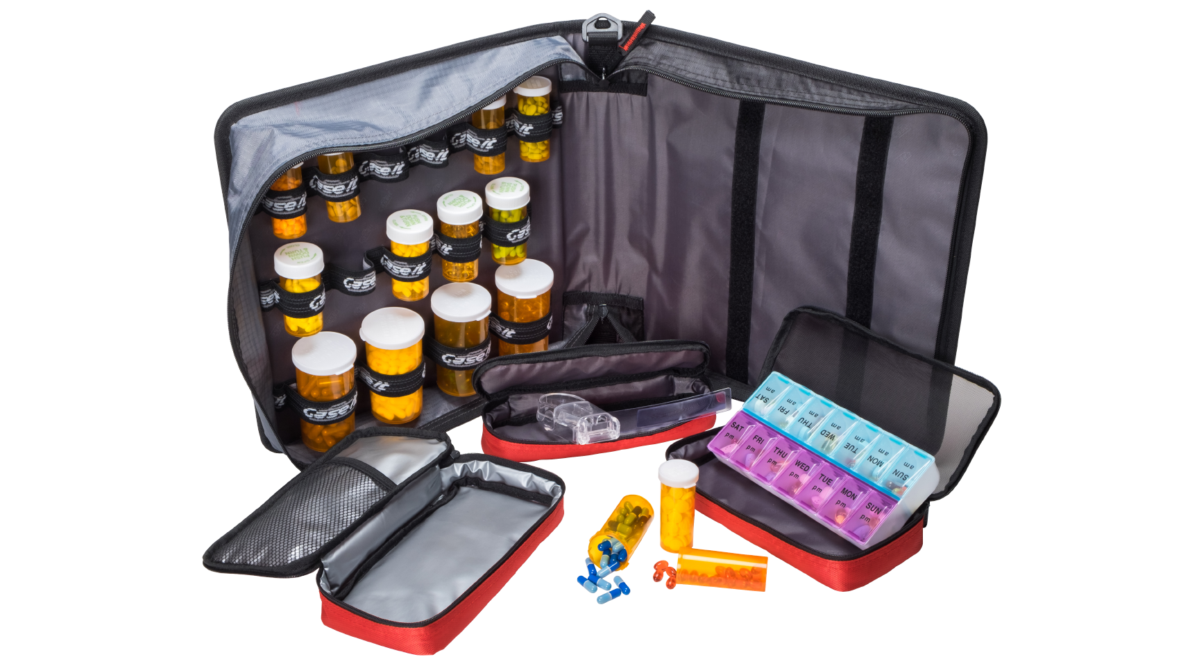 Large Insulated Medical Binder with Pill Organizer and 6-Pocket Folder image 3