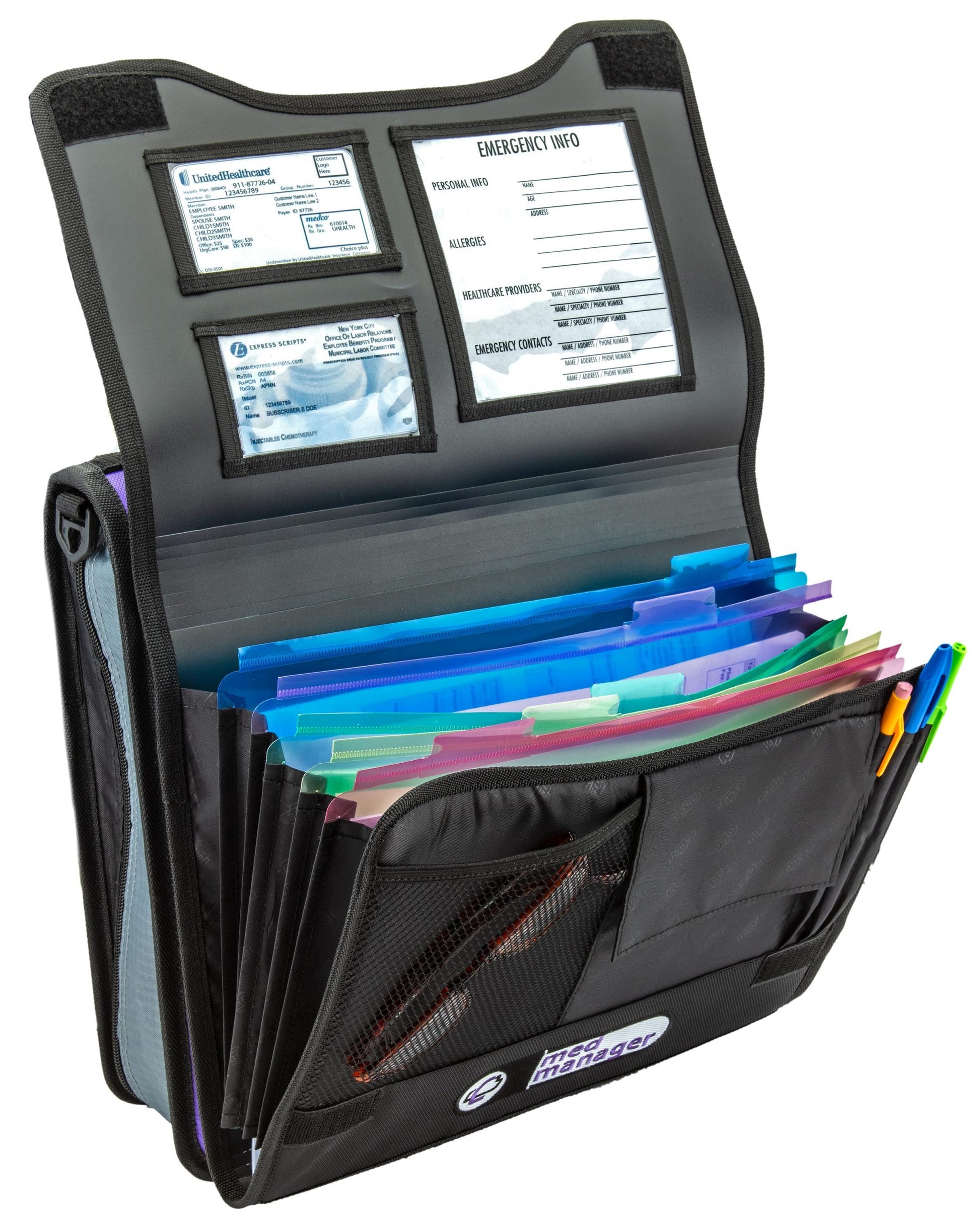 Large Insulated Medical Binder with Pill Organizer and 6-Pocket Folder image 12