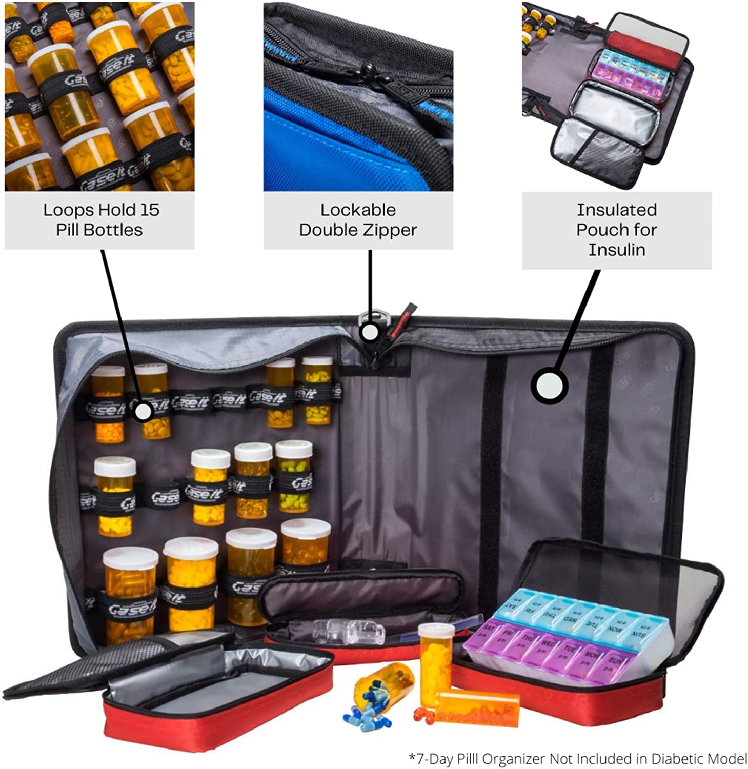 Large Insulated Medical Binder with Pill Organizer and 6-Pocket Folder image 20