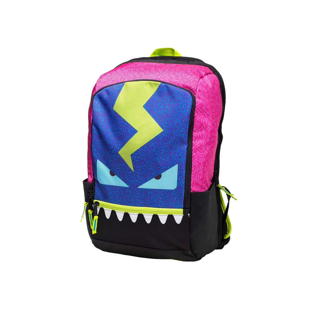 colorful backpack with a monster character design