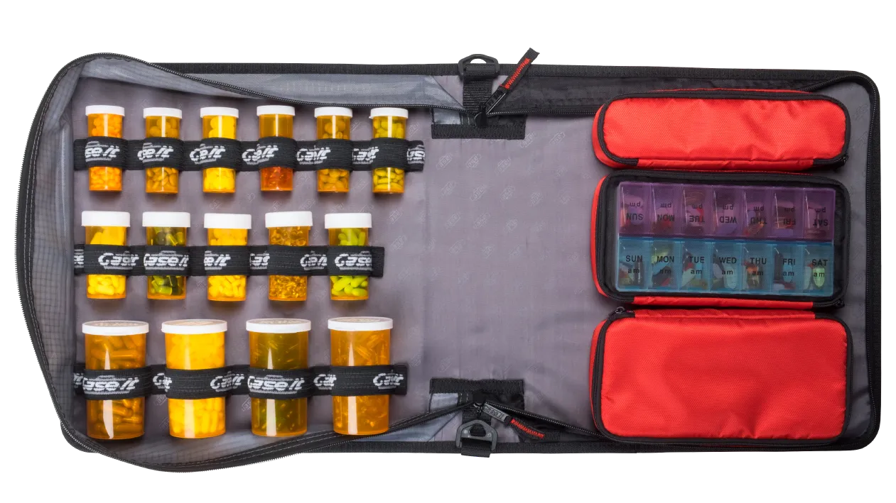 Large Insulated Medical Binder with removable insulated zip pocket and 6-Pocket Folder