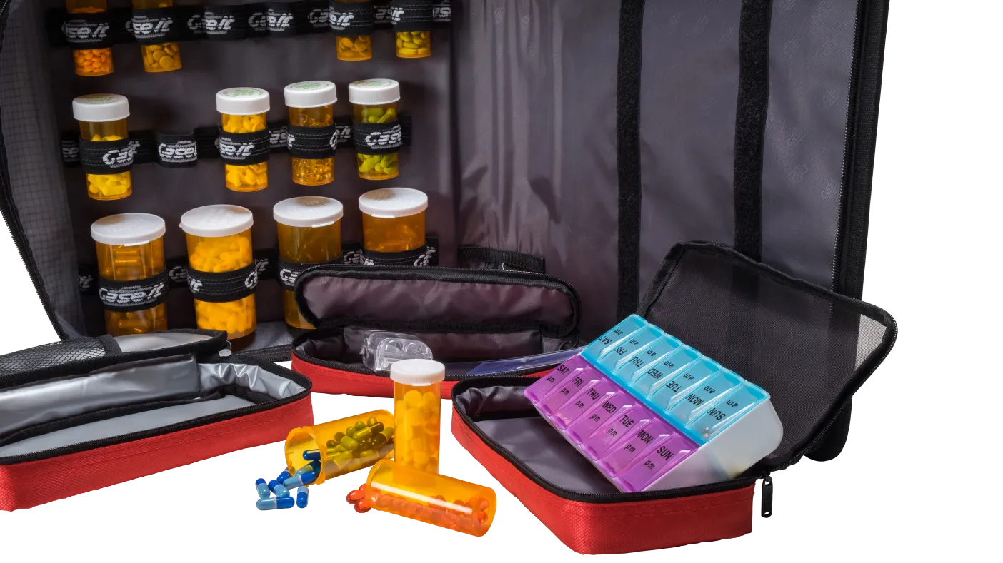 Large Insulated Medical Binder with removable insulated zip pocket and 6-Pocket Folder