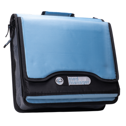 Large Insulated Medical Binder with Pill Organizer and 6-Pocket Folder - Light Blue image