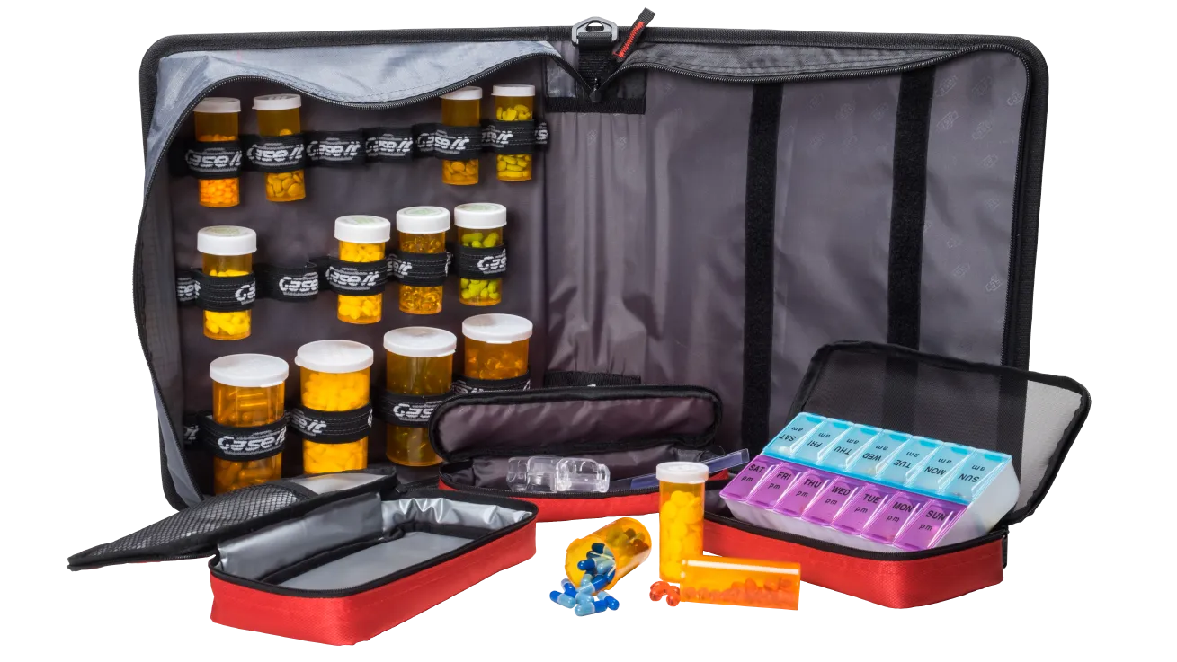 Large Insulated Medical Binder with removable insulated zip pocket and 6-Pocket Folder