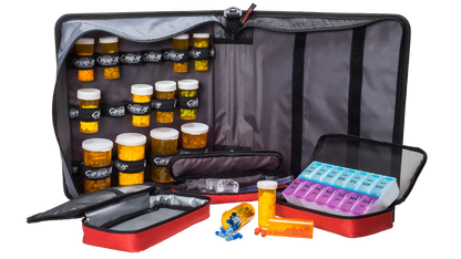 Large Insulated Medical Binder with removable insulated zip pocket and 6-Pocket Folder