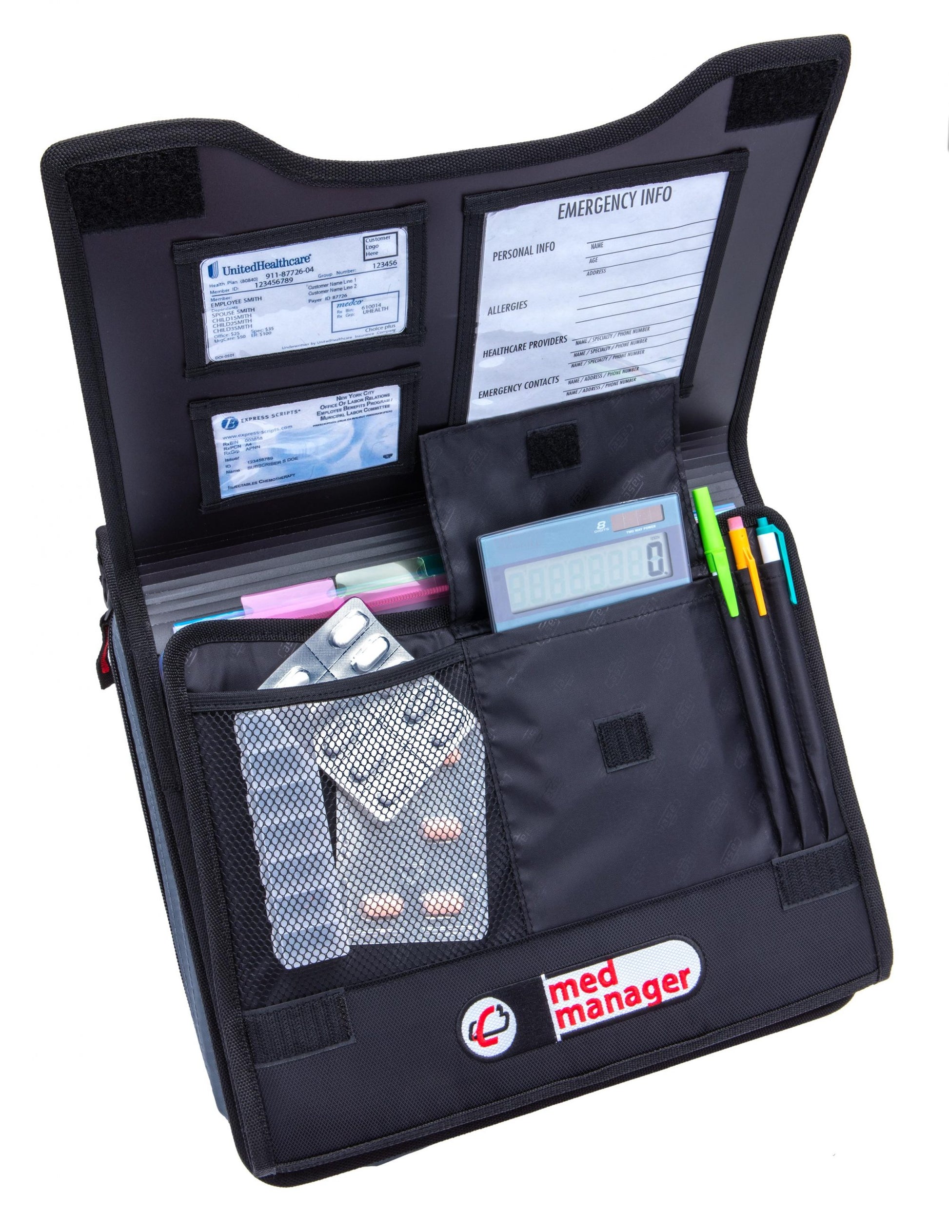 Large Insulated Medical Binder with Pill Organizer and 6-Pocket Folder image 9