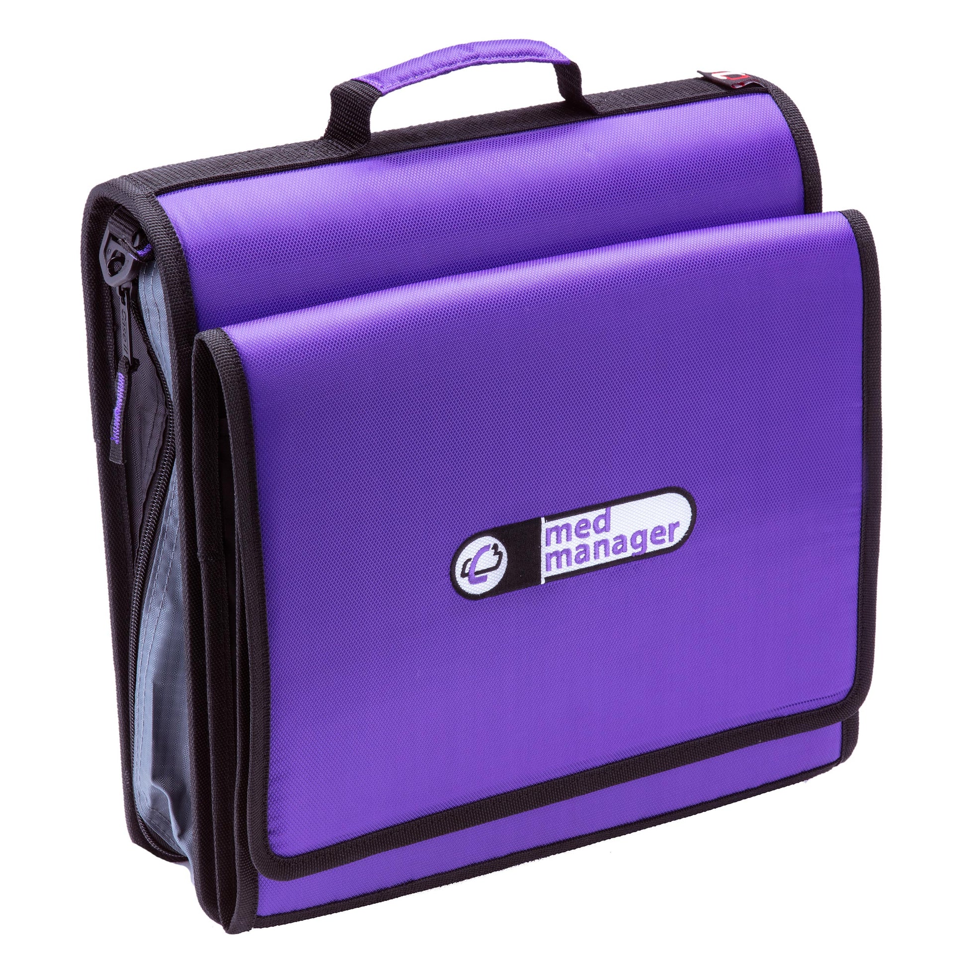 Large Insulated Medical Binder with Pill Organizer and 6-Pocket Folder - Purple image