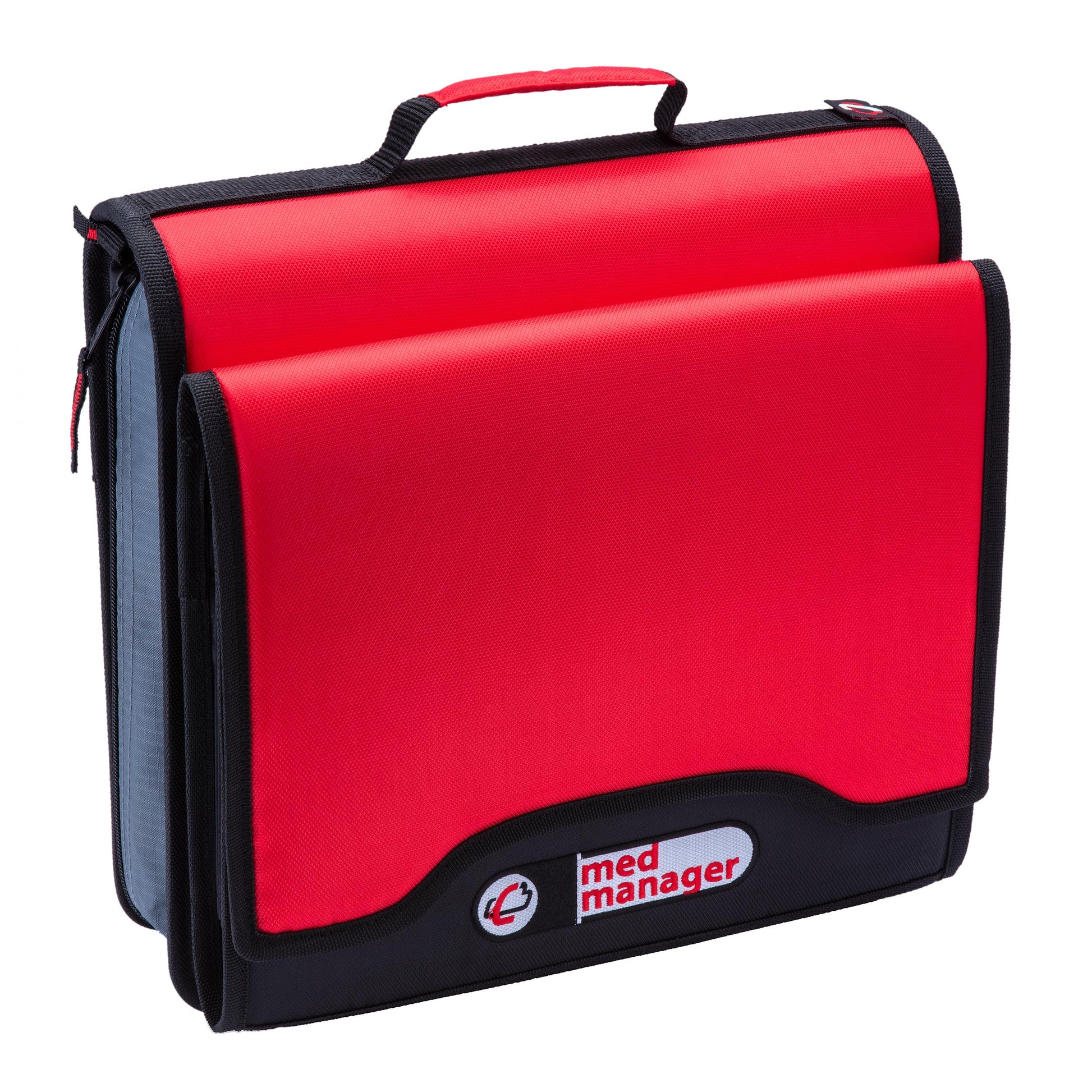 Large Insulated Medical Binder with Pill Organizer and 6-Pocket Folder - Red image