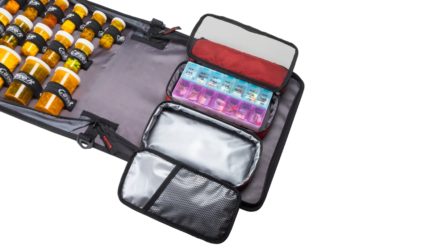 Large Insulated Medical Binder with removable insulated zip pocket and 6-Pocket Folder