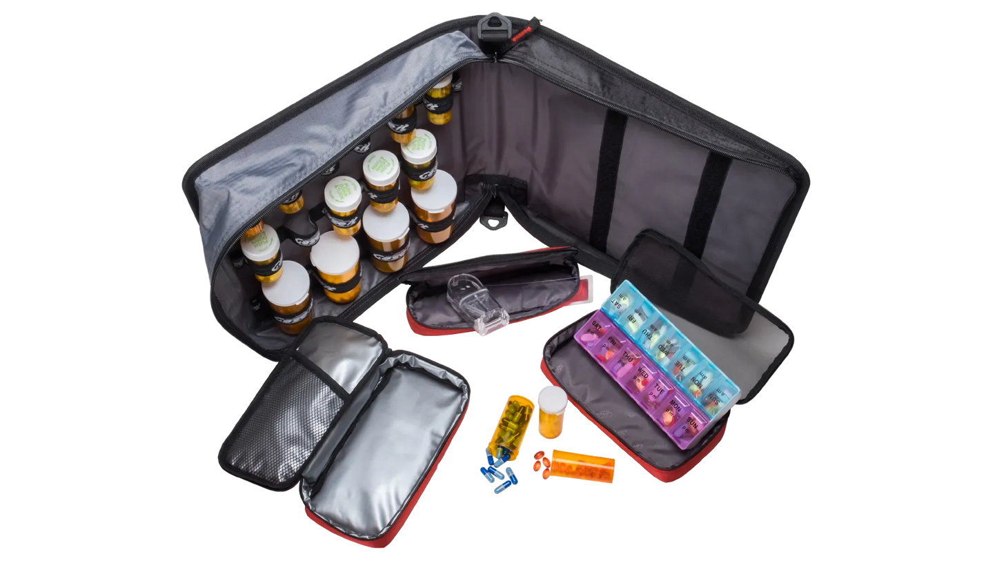 Large Insulated Medical Binder with removable insulated zip pocket and 6-Pocket Folder